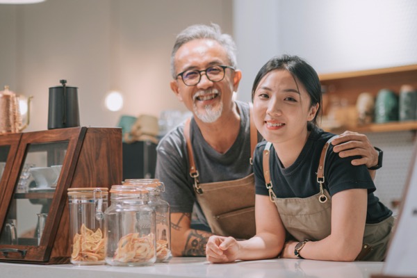 Dad and daughter in business